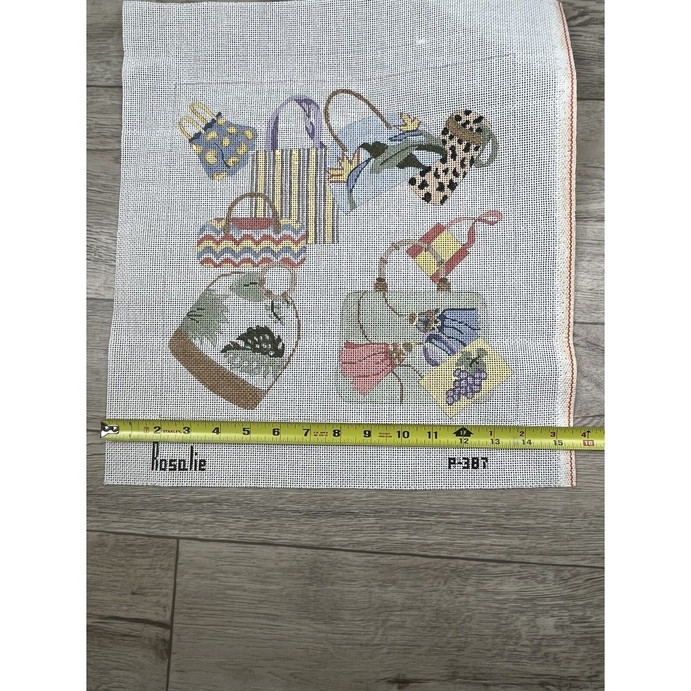 ROSALIE PETERS Handpainted Needlepoint Canvas Handbags Bags Pillow Design 13ct - Picture 6 of 9